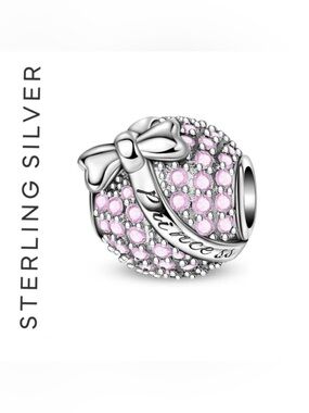 🌟 925 Sterling Silver AAA CZ Princess Pink Fantasy Bead Charm